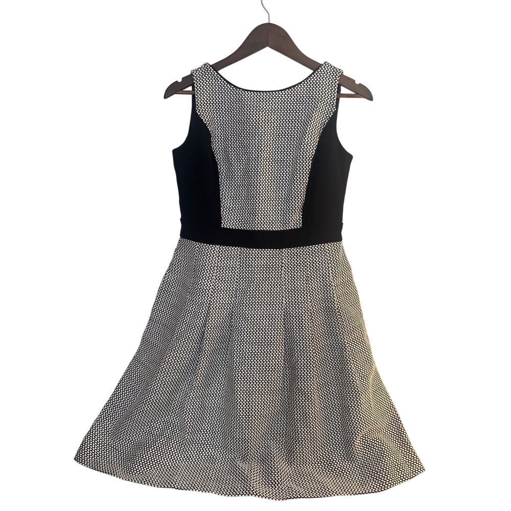 NWT Womens White House Black Market Black and White Fit/Flair Dress Size 8